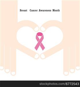 Breast cancer awareness logo design. Breast cancer awareness month icon.Realistic pink ribbon. Vector illustration
