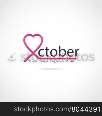 Breast cancer awareness logo design. Breast cancer awareness month icon.Realistic pink ribbon. Vector illustration