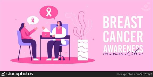 Breast cancer awareness month doctor consultation vector image