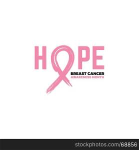 Breast cancer awareness month emblems on white background. Design element for logo, label, emblem, sign. Vector illustration. Breast cancer awareness month emblems on white background. Desig