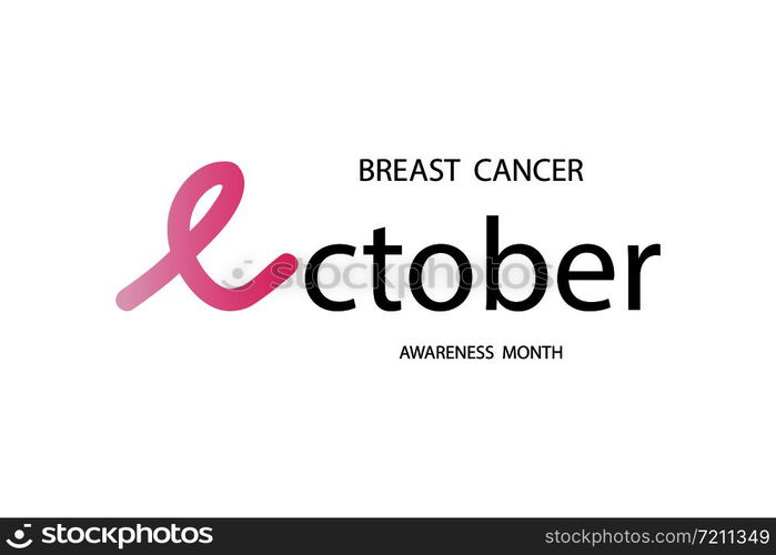 Breast cancer awareness month in October. Vector illustration breast cancer on white background. Poster or banner breast cancer awareness month in October. Eps10