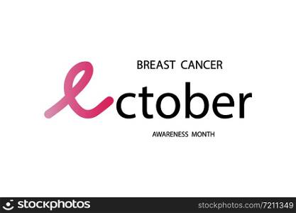 Breast cancer awareness month in October. Vector illustration breast cancer on white background. Poster or banner breast cancer awareness month in October. Eps10
