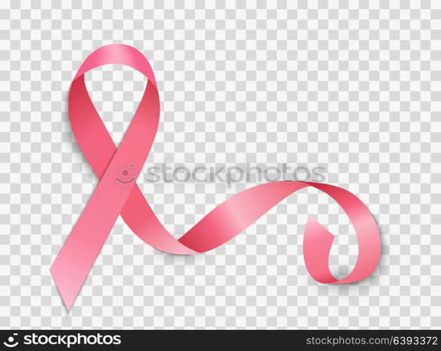 Breast Cancer Awareness Month Pink Ribbon Sign on Transparent Background Vector Illustration EPS10. Breast Cancer Awareness Month Pink Ribbon Sign on Transparent Background Vector Illustration