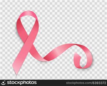 Breast Cancer Awareness Month Pink Ribbon Sign on Transparent Background Vector Illustration EPS10. Breast Cancer Awareness Month Pink Ribbon Sign on Transparent Background Vector Illustration