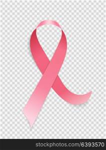 Breast Cancer Awareness Month Pink Ribbon Sign on Transparent Background Vector Illustration EPS10. Breast Cancer Awareness Month Pink Ribbon Sign on Transparent Background Vector Illustration