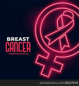 breast cancer awareness month poster in neon style