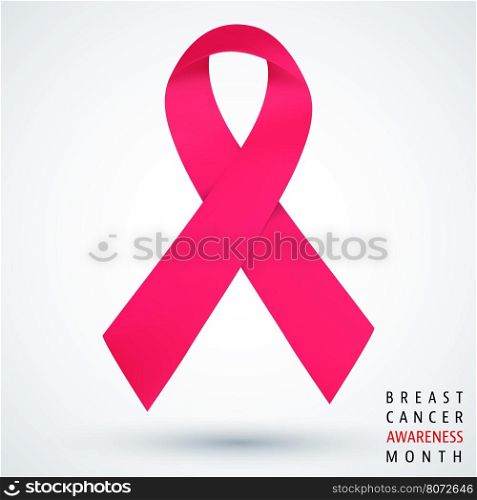 Breast cancer awareness month poster with pink ribbon. Vector illustration.. Breast cancer awareness month poster