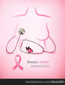 Breast cancer awareness pink background. Vector.