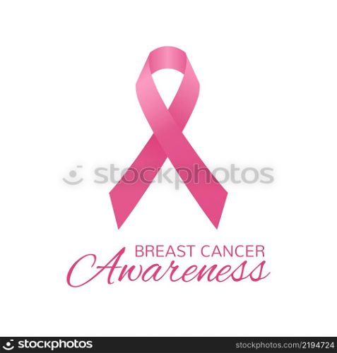 Breast cancer awareness pink card. Vector illustration. For poster, flyer or banner. Pink ribbon breast cancer on the white background.. Breast cancer awareness pink card.