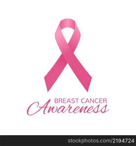 Breast cancer awareness pink card. Vector illustration. For poster, flyer or banner. Pink ribbon breast cancer on the white background.. Breast cancer awareness pink card.
