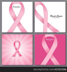 Breast Cancer Awareness Pink Ribbon Background Collection Set Vector Illustration EPS10. Breast Cancer Awareness Pink Ribbon Background Collection Set Ve