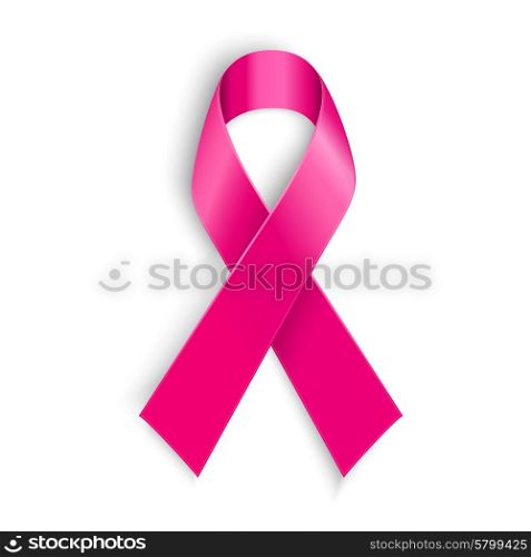 Breast cancer awareness pink ribbon. Vector Breast cancer awareness pink ribbon isolated on white background.