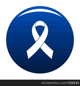 Breast cancer awareness red ribbon icon vector blue circle isolated on white background . Breast cancer awareness red ribbon icon blue vector