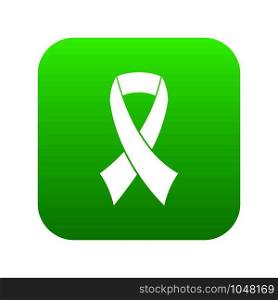 Breast cancer awareness ribbon icon digital green for any design isolated on white vector illustration. Breast cancer awareness ribbon icon digital green