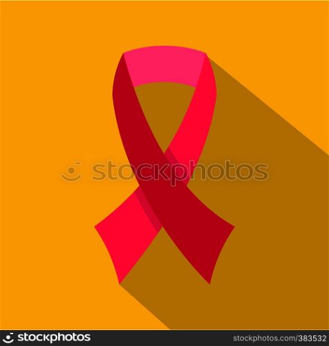 Breast cancer awareness ribbon icon. Flat illustration of breast cancer awareness ribbon vector icon for web design. Breast cancer awareness ribbon icon, flat style