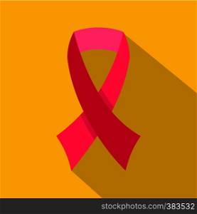 Breast cancer awareness ribbon icon. Flat illustration of breast cancer awareness ribbon vector icon for web design. Breast cancer awareness ribbon icon, flat style