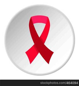 Breast cancer awareness ribbon icon in flat circle isolated vector illustration for web. Breast cancer awareness ribbon icon circle