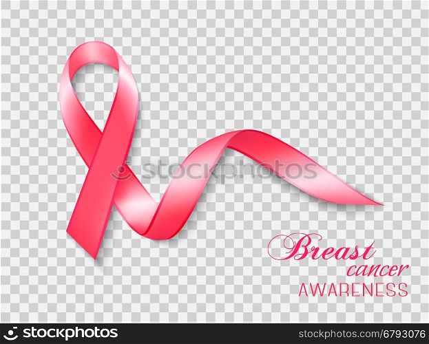 Breast cancer awareness ribbon on a transparent background. Vector.
