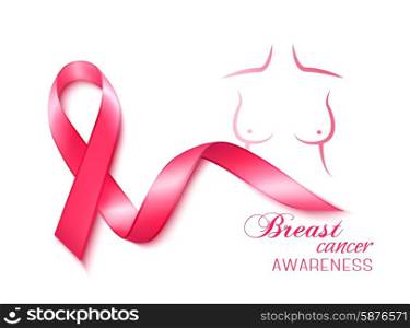 Breast cancer awareness ribbon. Vector.