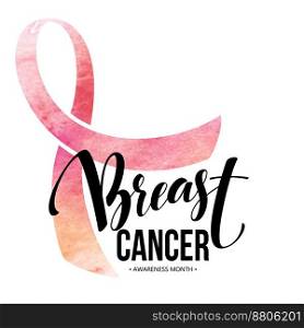 Breast cancer card awareness month ribbon vector image
