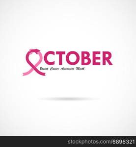 Breast Cancer October Awareness Month Campaign Background.Women health vector design.Breast cancer awareness logo design.Breast cancer awareness month icon.Realistic pink ribbon.Vector illustration