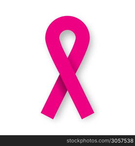 Breast Cancer pink ribbon, bow flat vector awareness element design on white illustration