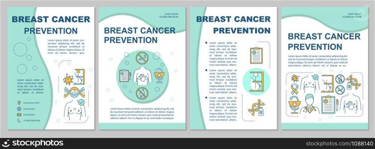 Breast cancer prevention creative brochure template. Women health. Flyer, booklet, leaflet print, cover design with linear illustrations. Vector page layouts for magazines, annual reports, posters