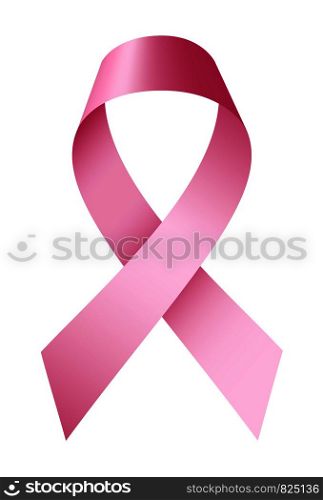 Breast cancer ribbon icon. Realistic illustration of breast cancer ribbon vector icon for web design isolated on white background. Breast cancer ribbon icon, realistic style