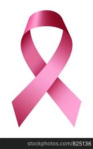 Breast cancer ribbon icon. Realistic illustration of breast cancer ribbon vector icon for web design isolated on white background. Breast cancer ribbon icon, realistic style