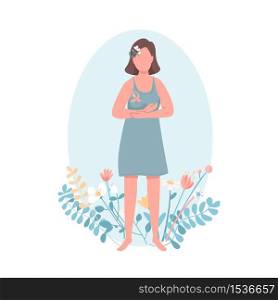Breast cancer survivor flat color vector faceless character. Woman with oncology. Female health. Campaign to raise awareness isolated cartoon illustration for web graphic design and animation. Breast cancer survivor flat color vector faceless character