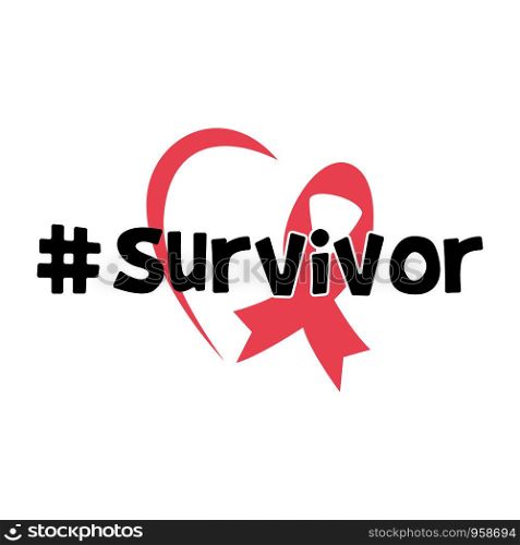Breast cancer Survivor vector design. Fight against cancer, pink ribbon, breast cancer awareness symbol. Breast cancer awareness program vector template design.
