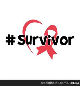 Breast cancer Survivor vector design. Fight against cancer, pink ribbon, breast cancer awareness symbol. Breast cancer awareness program vector template design.