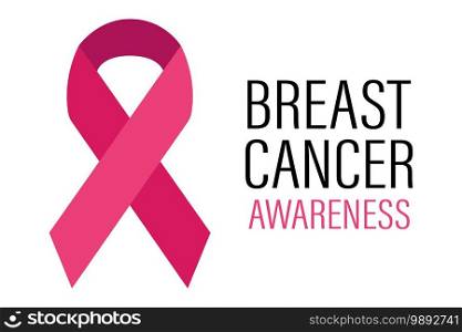 Breast cancer vector banner. Awareness ribbon vector illustration.