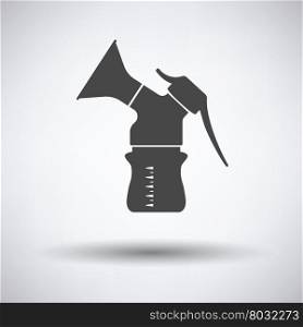 Breast pump icon on gray background, round shadow. Vector illustration.