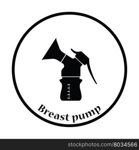 Breast pump icon. Thin circle design. Vector illustration.