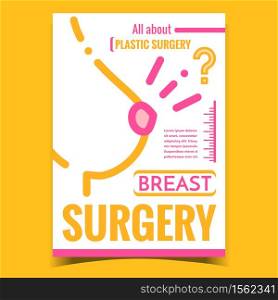 Breast Surgery Creative Advertising Banner Vector. Woman Medical Plastic Surgery Promo Poster. Patient Figure Beauty Cosmetology Operation Concept Template Stylish Colorful Illustration. Breast Surgery Creative Advertising Banner Vector