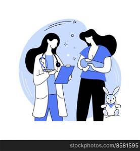 Breastfeeding consultant isolated cartoon vector illustrations. Young mom gets a breastfeeding consultant help, small business, professional service, lactation process vector cartoon.. Breastfeeding consultant isolated cartoon vector illustrations.