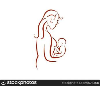 breastfeeding mom illustration design template