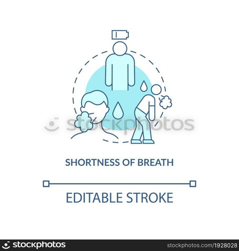 Breath shortness blue concept icon. Pneumonia sign abstract idea thin ...