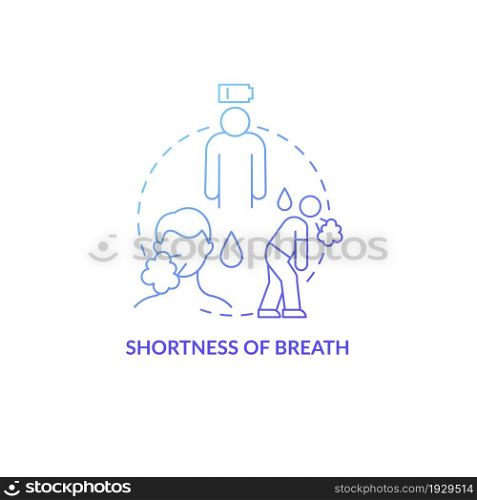 Breath shortness blue gradient concept icon. Pneumonia sign abstract idea thin line illustration. Coughing with mucus production. Reducing lung function. Vector isolated outline color drawing. Breath shortness blue gradient concept icon