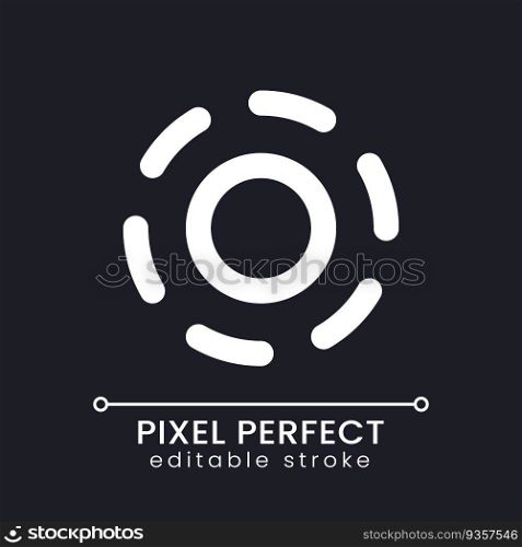 Breathe animation effect pixel perfect white linear ui icon for dark theme. Add relaxation feeling to video. Vector line pictogram. Isolated user interface symbol for night mode. Editable stroke. Breathe animation effect pixel perfect white linear ui icon for dark theme