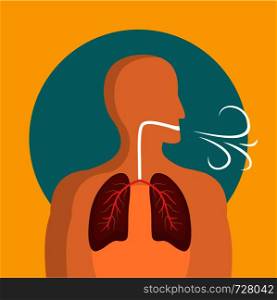 Breathing lungs icon. Flat illustration of breathing lungs vector icon for web design. Breathing lungs icon, flat style
