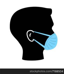 Breathing mask or medical mask on face flat vector icon flu protection, avoiding virus eps 10. Breathing mask or medical mask on face flat vector icon