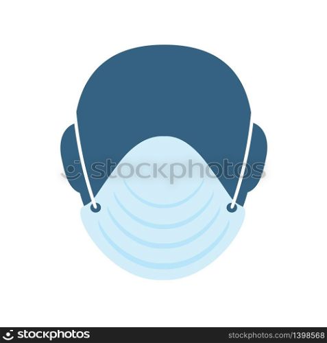 Breathing mask or medical mask on face flat vector icon for apps and websites. Covid-19 virus or coronavirus concept isolated on white background. Breathing mask or medical mask on face flat vector icon for apps and websites