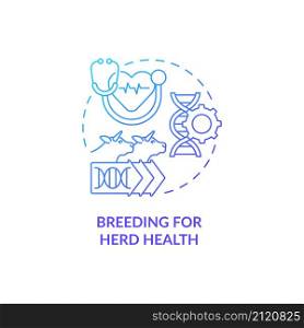 Breeding for herd health blue gradient concept icon. Improve reproductive efficiency abstract idea thin line illustration. Isolated outline drawing. Roboto-Medium, Myriad Pro-Bold fonts used. Breeding for herd health blue gradient concept icon