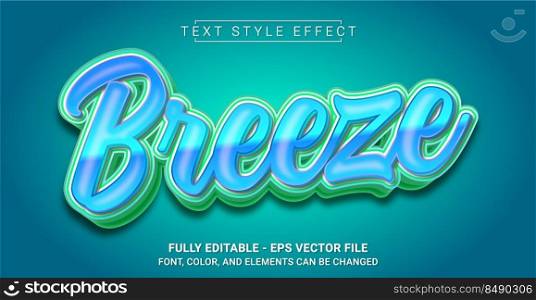 Breeze Text Style Effect. Editable Graphic Text Template.