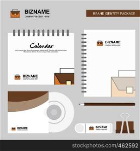 Breifcase Logo, Calendar Template, CD Cover, Diary and USB Brand Stationary Package Design Vector Template