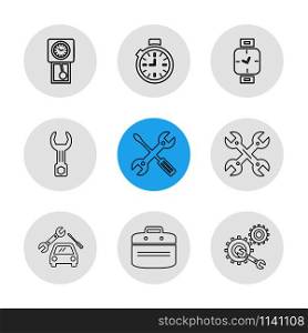Breifcase ,setting , car , Watch , time , clock , alaram , day , timers , icon, vector, design, flat, collection, style, creative, icons , setting , gear ,