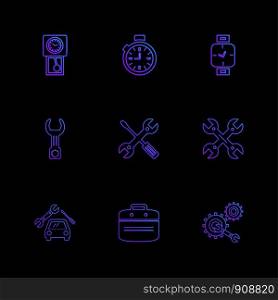 Breifcase ,setting , car , Watch , time , clock , alaram , day , timers , icon, vector, design, flat, collection, style, creative, icons , setting , gear ,