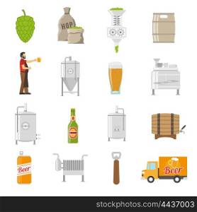 Brewery Icons Set. Brewery Icons Set. Brewery Vector Illustration. Brewery Flat Symbols. Brewery Design Set. Brewery Elements Collection.